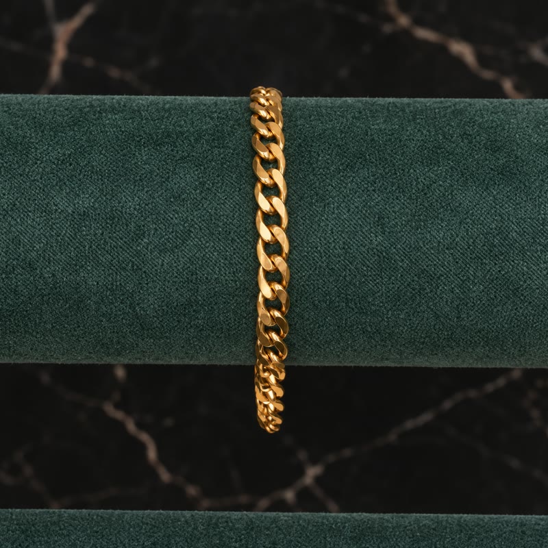 Pulsera Cubana Gruesa, baño en oro 18K