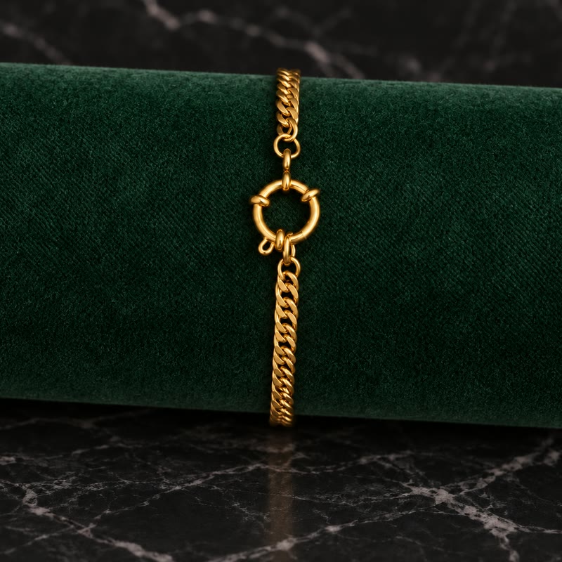 Pulsera Doble Grumet, baño en oro 18K