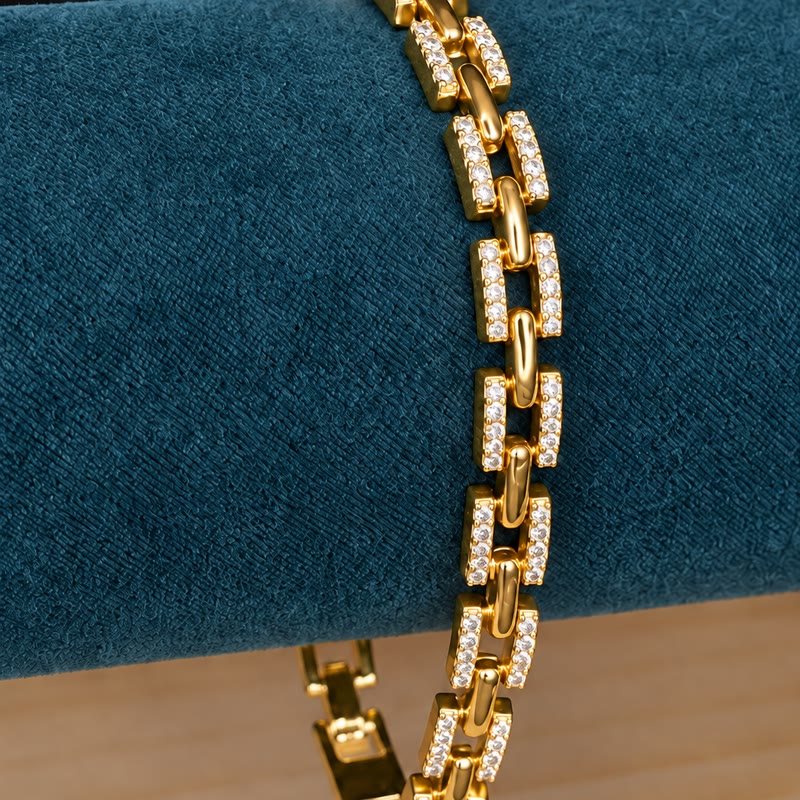 Pulsera Panther Fina Strass, baño en oro 18K