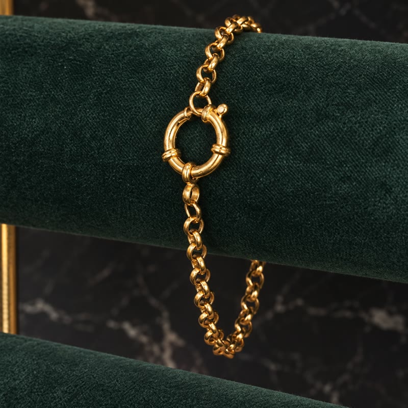 Pulsera Rolo, baño en oro 18K